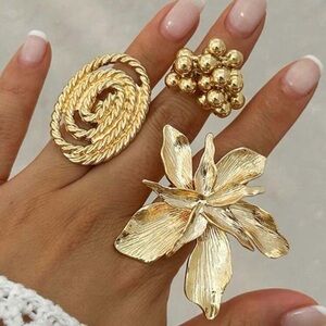 Gold Floral Statement Ring - Women's Fashion Jewelry